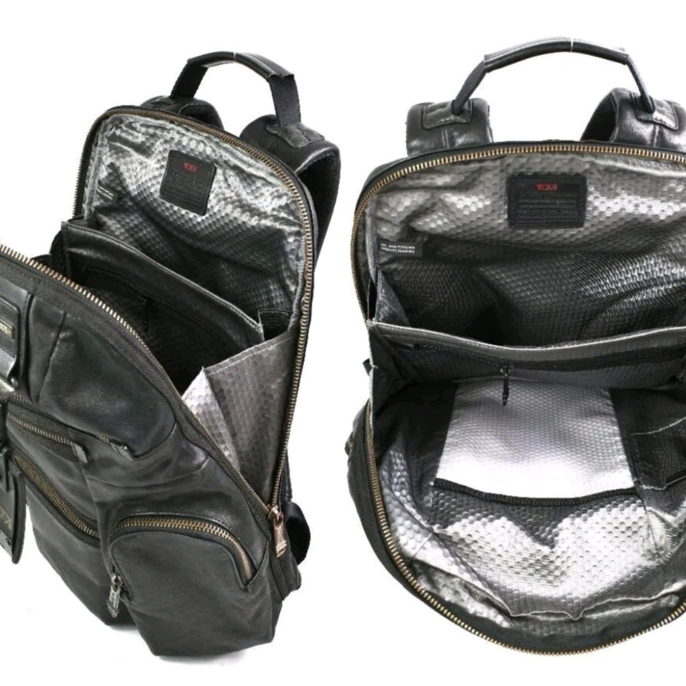 Rare Collectable: Tumi Alpha Bravo Knox Genuine Leather Backpack in Black Pole - Picture 2 of 15
